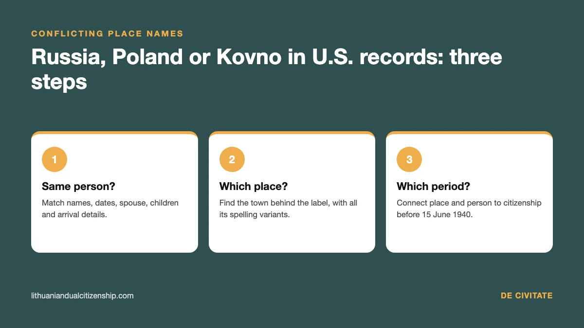 Russia, Poland or Kovno in U.S. records: three steps to interpret Lithuanian birthplaces